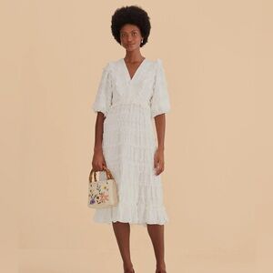Farm Rio, midi dress, Size small in white